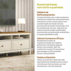 Conjunto Sala Ananda Rack e Armário Madeira Maciça Off White/Mel CabeCasa MadeiraMadeira