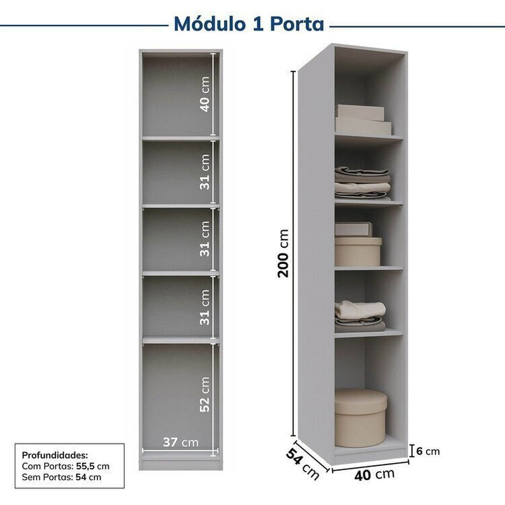 Guarda-Roupa Modulado de Canto 10 Peças 18 Portas Jade CabeCasa MadeiraMadeira
