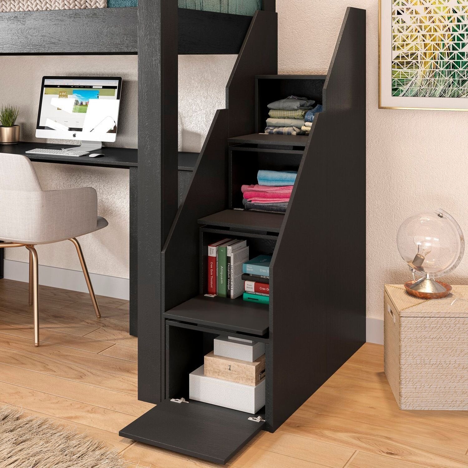 Cama Office Multifuncional Solteiro Adulto Star Plus Casatema MadeiraOriginals Preto