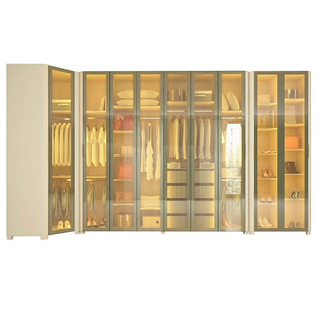 Guarda-Roupa Modulado Reflecta Innova 100% MDF Bege/Off White 339,2cm x 240cm Mod 015 Gelius Móveis