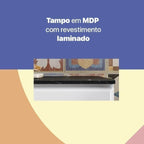 Balcão de Cozinha em Aço Triplo com Tampo 3 Gavetas Topázio Telasul Branco