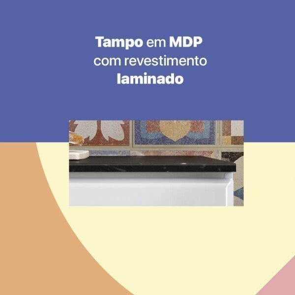 Balcão de Cozinha em Aço Triplo com Tampo 3 Gavetas Topázio Telasul Branco