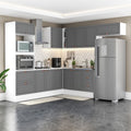 Cozinha Completa Modulada 8 Peças com Rodapé Pérola Yescasa Cinza/Branco