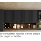 Cozinha Modulada em Aço 5 Peças 8 Portas 3 Gavetas Cristaleira com Rodapé PVC Exclusive Itatiaia Preto/Grafite
