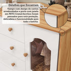 Cômoda de Bebê 120,3cm 1 Porta com Janela e 4 Gavetas Maya Provençal Yescasa Branco/Brilho/Amêndoa