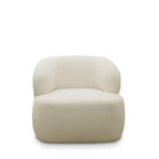 Conjunto Poltrona Base Fixa e Puff Decorativo Charlote Sala de Estar Bouclê Bege G88 Gran Belo