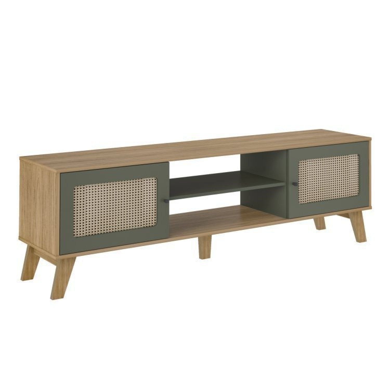 Kit 3 Peças Rack para TV até 75 Polegadas Buffet e Mesa de Centro Memphis Verde