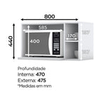 Armário Aéreo para Micro-ondas 3 Nichos 80cm Emily Espresso Móveis Branco/HP