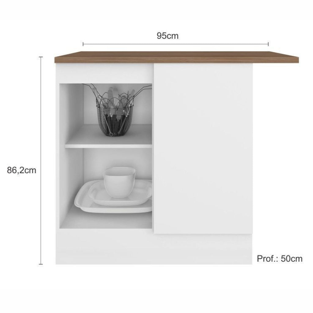 Cozinha Completa Modulada 10 Peças 17 Portas 2 Gavetas com Torre Quente Unna Yescasa Branco/Espresso