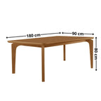 Conjunto Sala de Jantar Mesa Tampo 180cm Canto Copo de MDF e 6 Cadeiras Dublin Cleo Yescasa