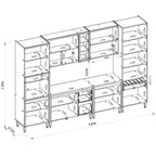 Cozinha Completa Modulada 6 Peças Torre Simples Cristaleira Allure Marrom/Jequitibá/Gris Fosco Linea Brasil