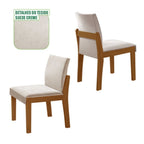Conjunto Sala de Jantar Mesa Redonda com 6 Cadeiras Mônaco Nuance Yescasa Cinamomo/Creme/Off White
