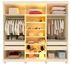 Guarda-Roupa Casal 6 Portas com Pés com LED Imperatriz Reflecta 100% MDF Yescasa Off White