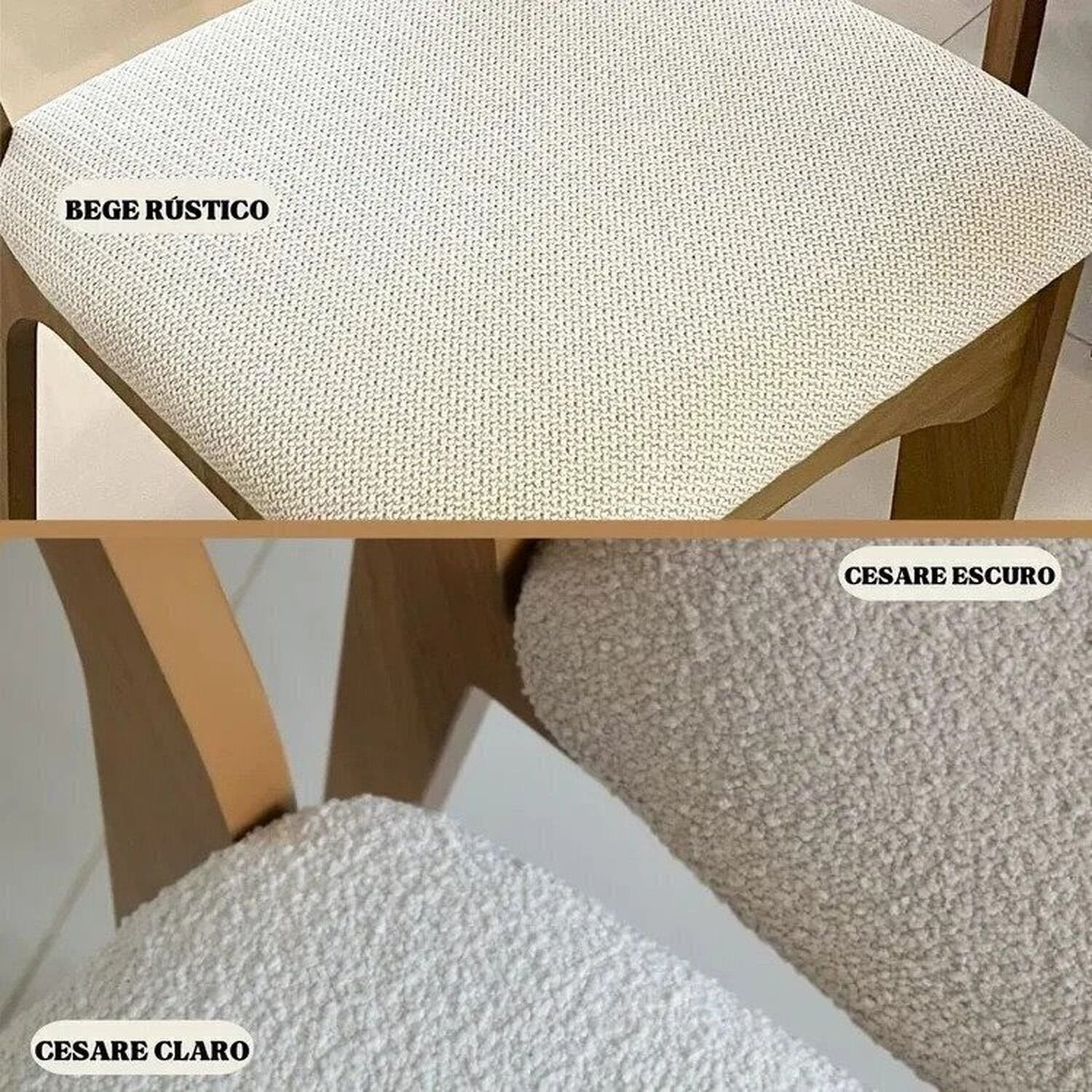 Conjunto Sala de Jantar Mesa Oval Tampo MDF com 6 Cadeiras Estofadas Bolonha Dalla Costa Off White/Freijó
