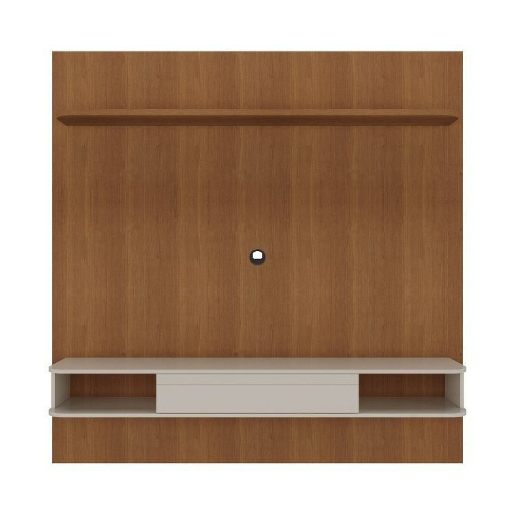 Conjunto Sala de Estar Painel para TV até 75 pol Atenas com Mesa de Centro Onda e Carrinho Bar Brito Marrom