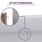 Quarto Infantil Completo Guarda-Roupa Modulado Wave Cama Casal Lift Casatema MadeiraOriginals Branco/Marrom