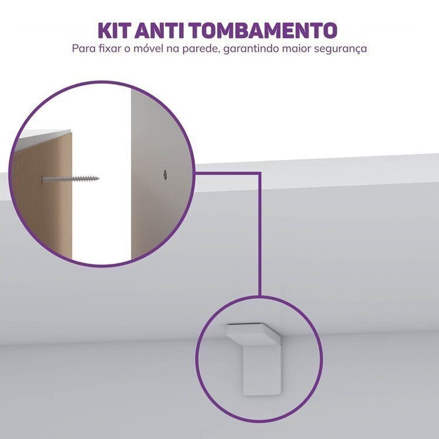 Quarto Infantil Completo Guarda-Roupa Modulado Wave Cama Casal Lift Casatema MadeiraOriginals Branco/Marrom