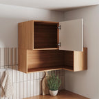 Armário Aéreo Canto Reto 1 Porta com Nicho 95cm Aroeira CabeCasa MadeiraOriginals Cinza/Sereno/Cedro