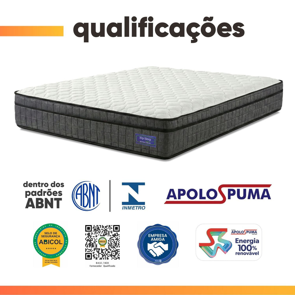 Colchão Queen Ortopédico D33 Euro Pillow Ultra Apolo Espumas 158x198x25cm