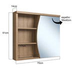 Armário Espelheira para Banheiro FAEMA Laura 70cm 1 Porta Mel