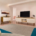 Conjunto Sala de Estar Completa Buffet Oásis e Rack Lumina Bege Off White/Cinamomo Artely