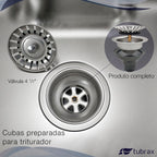 Cuba Dupla Cozinha Gourmet Aço Inox Luxo com Lixeira e Acessórios Tubrax CBC0007