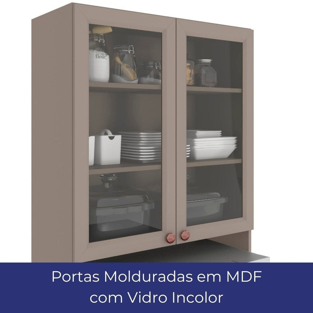 Cozinha Completa Modulada Americana 4 Peças com Paneleiro Torre Quente e Balcão com Tampo Unna Poliman Móveis