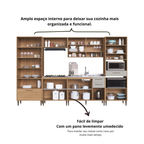 Cozinha Modulada Completa 6 Peças Cristaleira 12 Portas 3 Gavetas Jade Marrom/Freijó/Arenas Delmarco Móveis