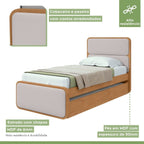 Bicama Solteiro Corino Loop Cama Auxiliar Móveis Lopas Marrom Amêndoa Clean