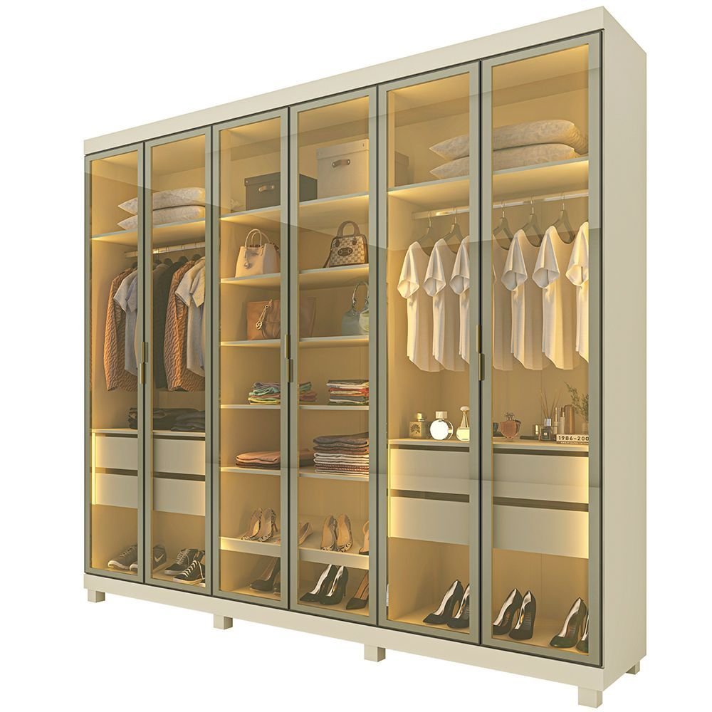 Guarda-Roupa Casal 6 Portas 4 Gavetas Imperatriz Yescasa 100% MDF Off White