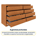 Cômoda 8 Gavetas Orgânica Luna 100% MDF 158cm Yescasa Marrom/Cinamomo