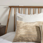 Cama de Casal Lunna Madeira Maciça Empório Paraíso Bege/Caramelo