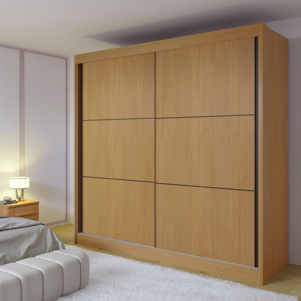 Guarda-Roupa Casal 2 Portas de Correr 6 Gavetas Hawai D Doro MDF Marrom/Cinamomo/Off White
