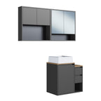 Conjunto para Banheiro Modulado 120cm 3 Peças Gabinete Suspenso com Cuba Bahamas Art in Móveis Grafite