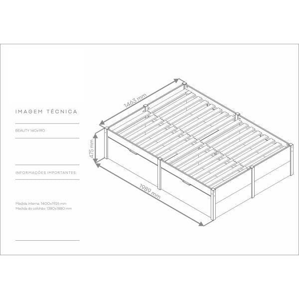 Cama Casal 4 Gavetas Madeira Maciça Beauty Marrom/Amêndoa