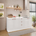 Cozinha Compacta Pérola Yescasa 2 Peças Balcão 2 Gavetas 3 Portas Branco 200x93,7x52cm