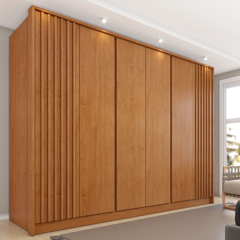 Guarda-Roupa Casal Ripado 6 Portas 6 Gavetas 275cm Yescasa Marrom/Cinamomo