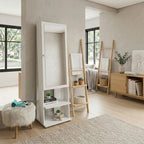 Espelho de Chão Grande Retangular 175x49cm 2 Prateleiras Porta Acessórios Retrô PE2024 Tecno Mobili Branco