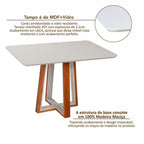 Conjunto Sala de Jantar Mesa Viena Tampo Vidro/MDF com 4 Cadeiras Ímola Authentic Espresso Móveis Champagnhe/Off White