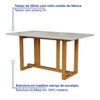Conjunto Sala de Jantar Filadélfia 6 Cadeiras Tampo de Vidro Madeira Maciça Cerejeira/Palha Móveis Meneghetti 971508