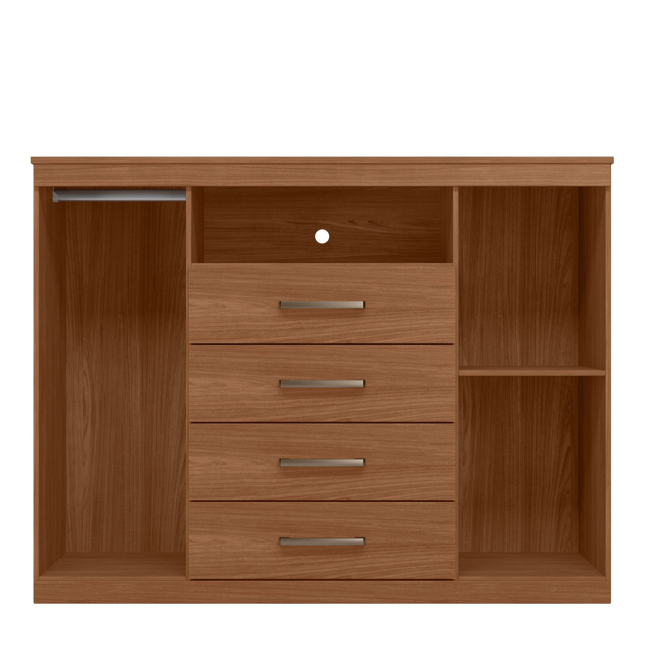 Cômoda para Quarto 2 Portas 4 Gavetas 1 Nicho Master Santos Andirá Marrom/Jatobá