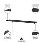Kit 2 Prateleiras Flutuantes Multiuso com Suporte Invisível 91cm Yara Preto Lumil Móveis