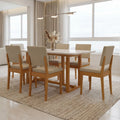 Conjunto Sala de Jantar Filadélfia 6 Cadeiras Tampo de Vidro Madeira Maciça Cerejeira/Palha Móveis Meneghetti 971508