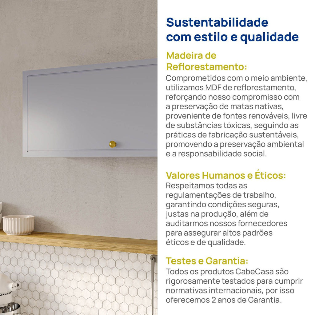 Armário Aéreo 1 Porta Basculante 80cm Marselha CabeCasa MadeiraOriginals Azul/Sereno