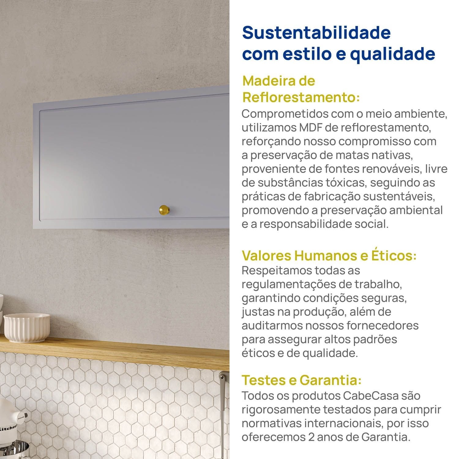 Armário Aéreo 1 Porta Basculante 80cm Marselha CabeCasa MadeiraOriginals Azul/Sereno