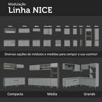 Armário de Cozinha Completa 300cm Suspenso Nice Cinza Madesa 04