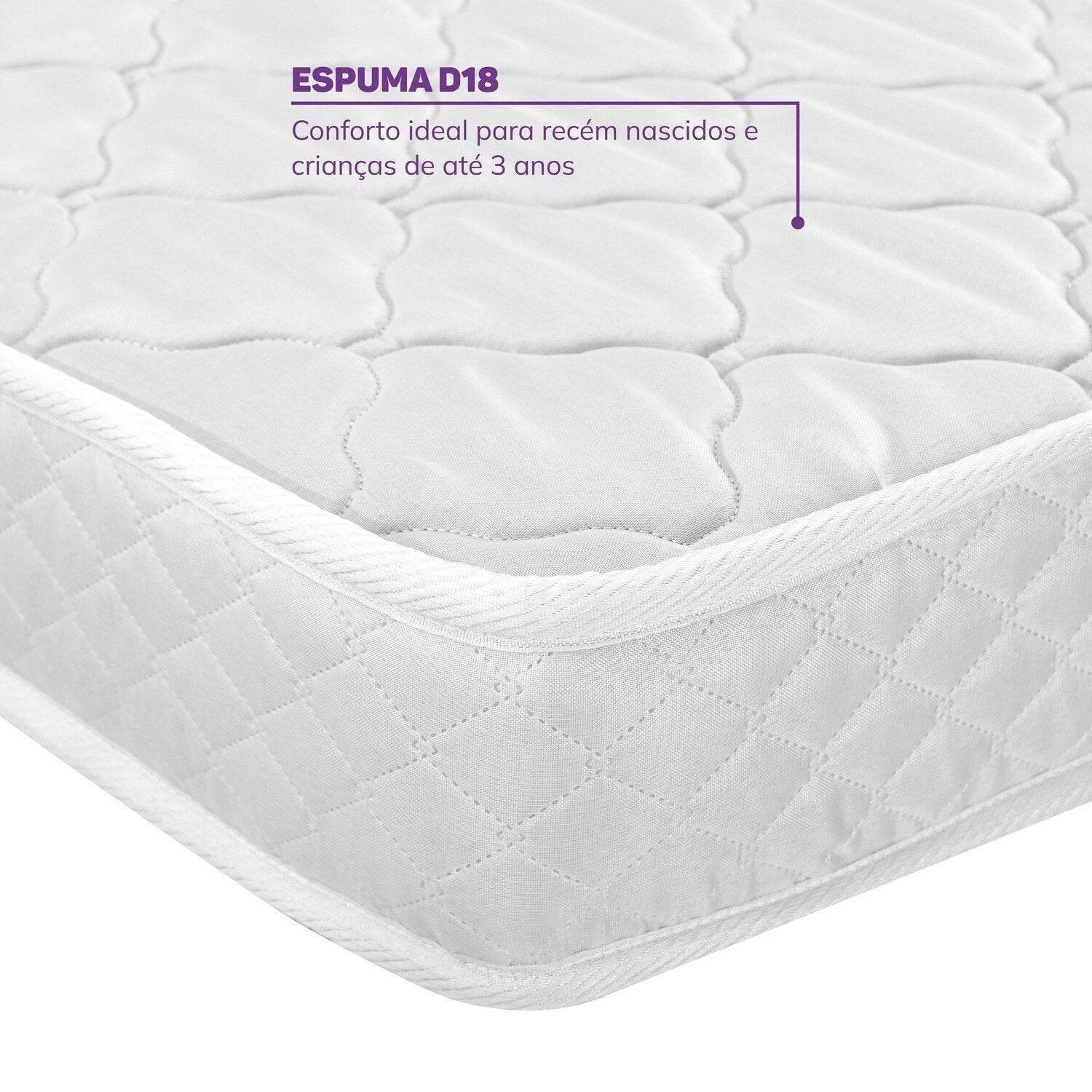 Colchão Berço Espuma D18 Nuvem Casatema Impermeável Branco 70x130x12cm