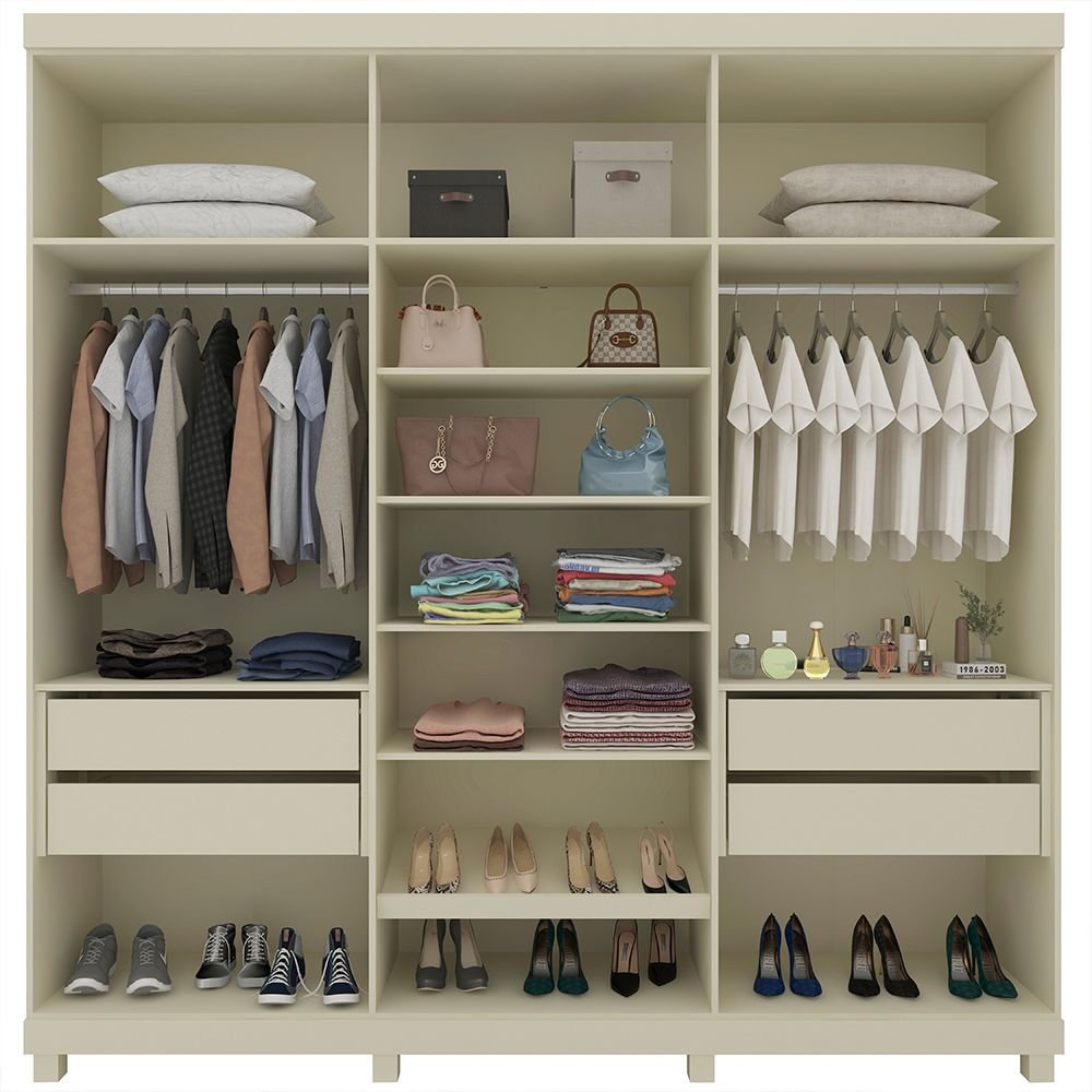 Guarda-Roupa Casal 6 Portas 4 Gavetas Imperatriz Yescasa 100% MDF Off White
