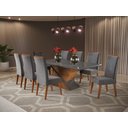 Mesa de Jantar Retangular Pipa com 8 Cadeiras Madeira Maciça Vegas Yescasa Cinza/Mel/Grafite