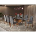 Mesa de Jantar Retangular Pipa com 8 Cadeiras Madeira Maciça Vegas Yescasa Cinza/Mel/Grafite
